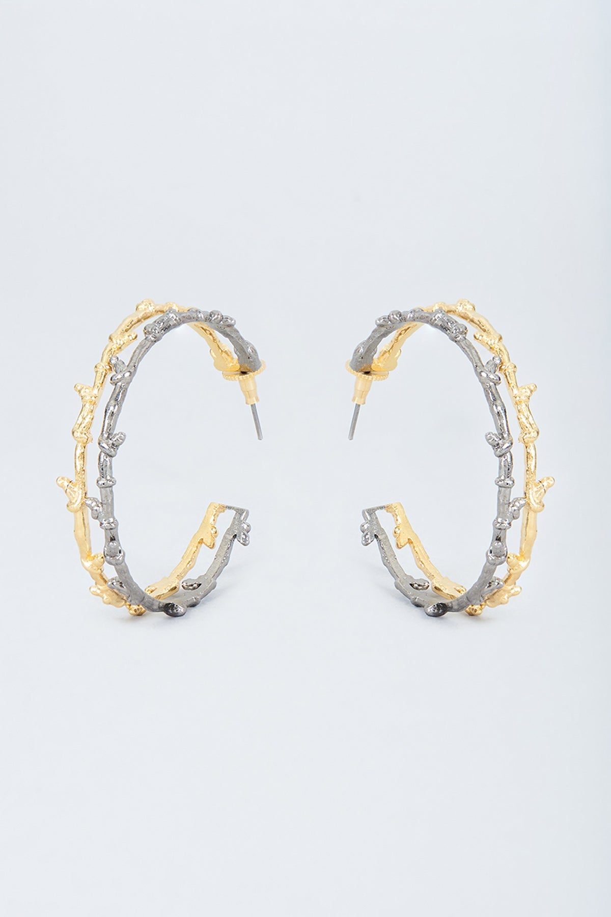 Two Tone Finish Enameled Hoop Earrings