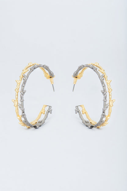 Two Tone Finish Enameled Hoop Earrings