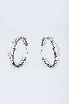 Two Tone Finish Enameled Hoop Earrings