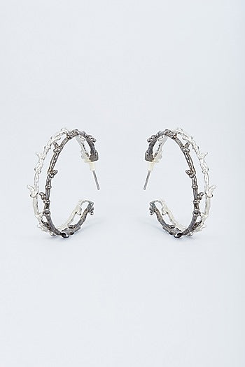 Two Tone Finish Enameled Hoop Earrings