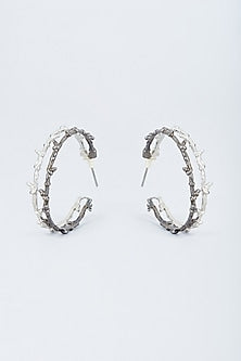 Two Tone Finish Enameled Hoop Earrings