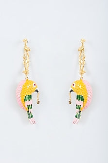 Two Tone Finish Enameled Hoop Earrings