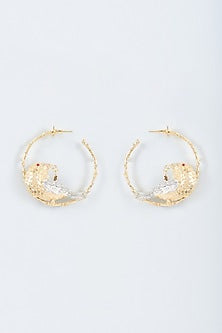 Gold Finish Handcrafted Enameled Hoop Earrings