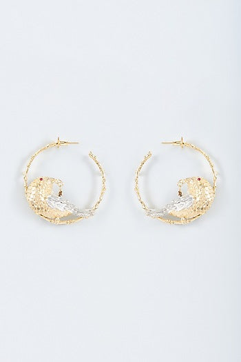 Gold Finish Handcrafted Enameled Hoop Earrings