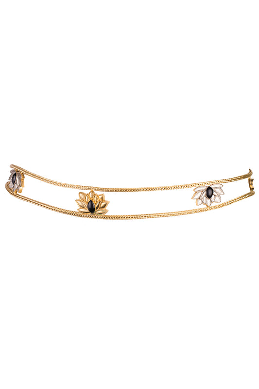 Gold & Silver Finish Lotus Waist Belt