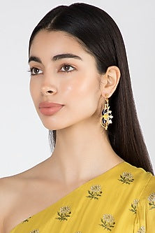 Gold Finish Enamel Hoop Earrings