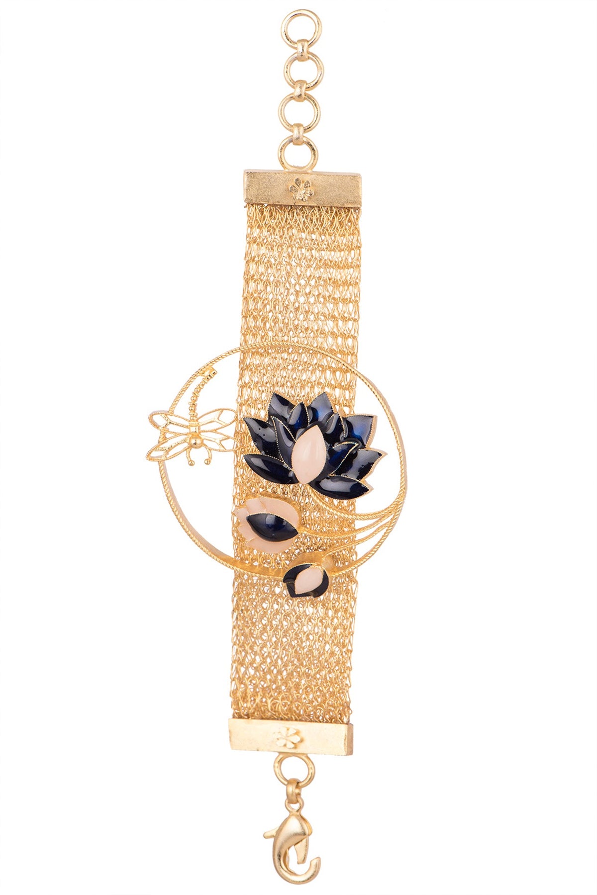 Gold Finish Enamel Chain Bracelet