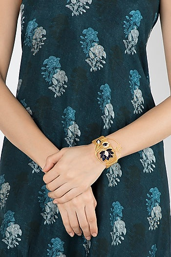 Gold Finish Enamel Chain Bracelet