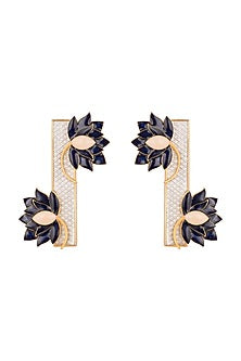 Gold & Silver Finish Enameled Earrings
