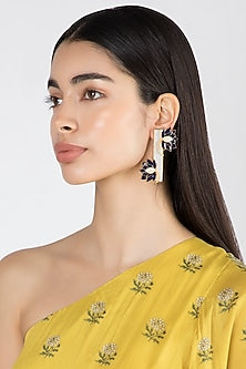 Gold & Silver Finish Enameled Earrings