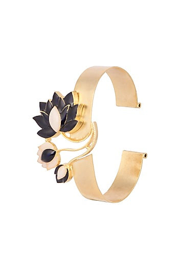 Gold Finish Blue Enamel Bracelet