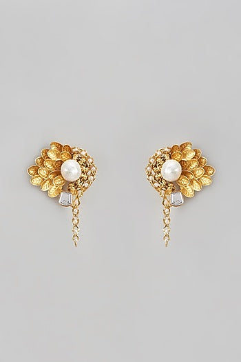 Two Tone Finish Enameled Stud Earrings
