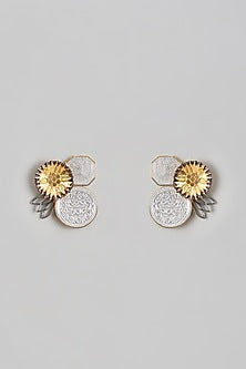 Two Tone Finish Mudra Enameled Stud Earrings