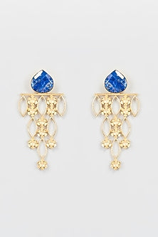 Gold Finish Handcrafted Turquoise Stone Dangler Earrings