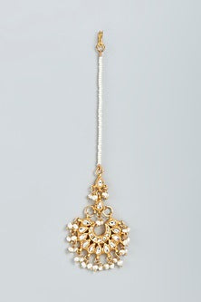 Gold Finish Meenakari Maang Tikka In Sterling Silver