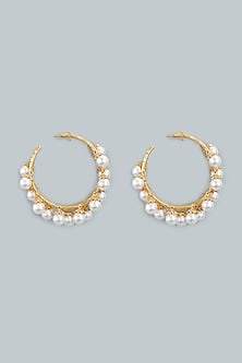 Gold Finish Earrings With Pearls