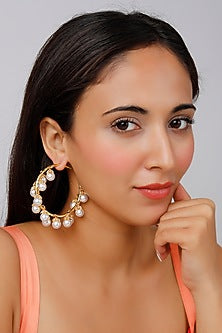 Gold Finish Earrings With Pearls