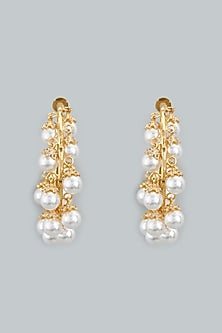 Gold Finish Earrings With Pearls