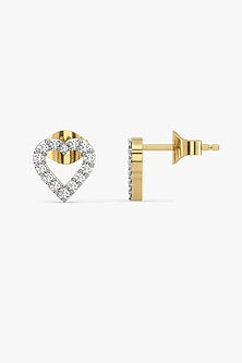 Gold Plated Lab-Grown Diamond Stud Earrings In Sterling Silver