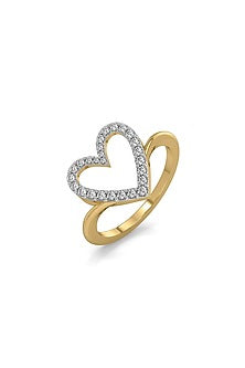 Gold Plated Lab-Grown Diamond Ring In Sterling Silver