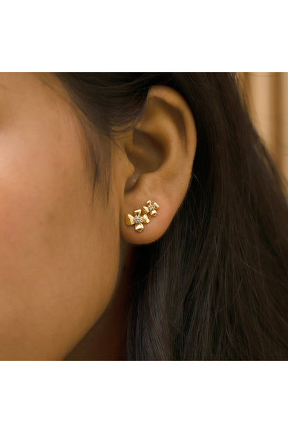 Gold Plated Lab-Grown Diamond Stud Earrings In Sterling Silver
