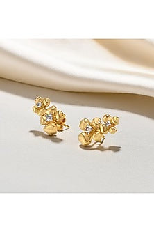 Gold Plated Lab-Grown Diamond Stud Earrings In Sterling Silver