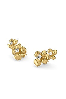 Gold Plated Lab-Grown Diamond Stud Earrings In Sterling Silver