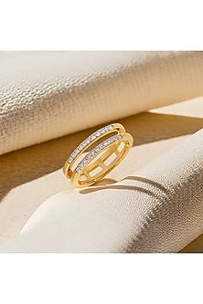 Gold Plated Lab-Grown Diamond Ring In Sterling Silver