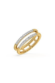 Gold Plated Lab-Grown Diamond Ring In Sterling Silver