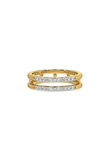 Gold Plated Lab-Grown Diamond Ring In Sterling Silver