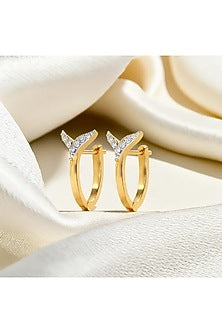 Gold Plated Lab-Grown Diamond Hoop Earrings In Sterling Silver