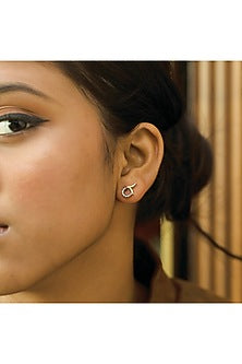 Gold Plated Lab-Grown Diamond Stud Earrings In Sterling Silver