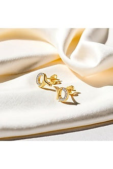 Gold Plated Lab-Grown Diamond Stud Earrings In Sterling Silver