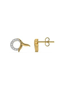 Gold Plated Lab-Grown Diamond Stud Earrings In Sterling Silver