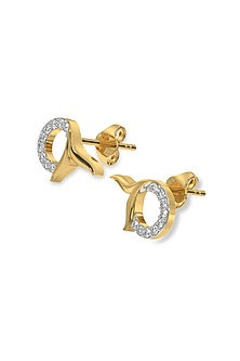 Gold Plated Lab-Grown Diamond Stud Earrings In Sterling Silver