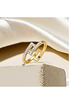 Gold Plated Lab-Grown Diamond Ring In Sterling Silver