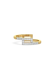 Gold Plated Lab-Grown Diamond Ring In Sterling Silver