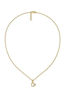 Gold Plated Diamond Heart-Pendant Necklace In Sterling Silver