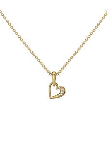 Gold Plated Diamond Heart-Pendant Necklace In Sterling Silver