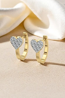 Gold Plated Diamond Hoop Earrings In Sterling Silver