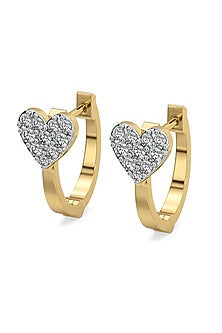 Gold Plated Diamond Hoop Earrings In Sterling Silver