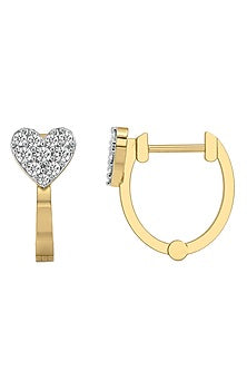 Gold Plated Diamond Hoop Earrings In Sterling Silver