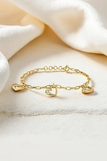 Gold Plated Lab-Grown Diamond Heart Bracelet In Sterling Silver