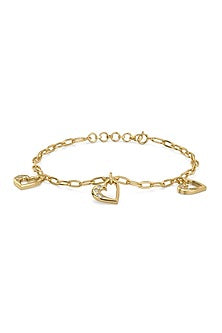 Gold Plated Lab-Grown Diamond Heart Bracelet In Sterling Silver