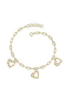 Gold Plated Lab-Grown Diamond Heart Bracelet In Sterling Silver