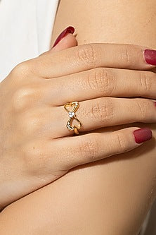 Gold Plated Lab-Grown Diamond Ring In Sterling Silver