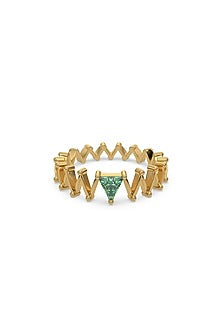 Gold Plated Lab-Grown Emerald Stone Ring In Sterling Silver