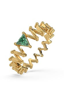Gold Plated Lab-Grown Emerald Stone Ring In Sterling Silver