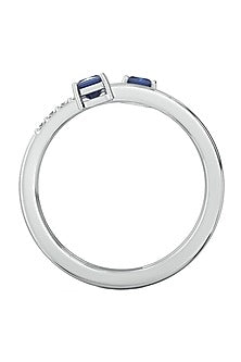Gold Plated Lab-Grown Diamond & Sapphire Ring In Sterling Silver