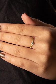 Gold Plated Lab-Grown Solitaire Diamond Ring In Sterling Silver